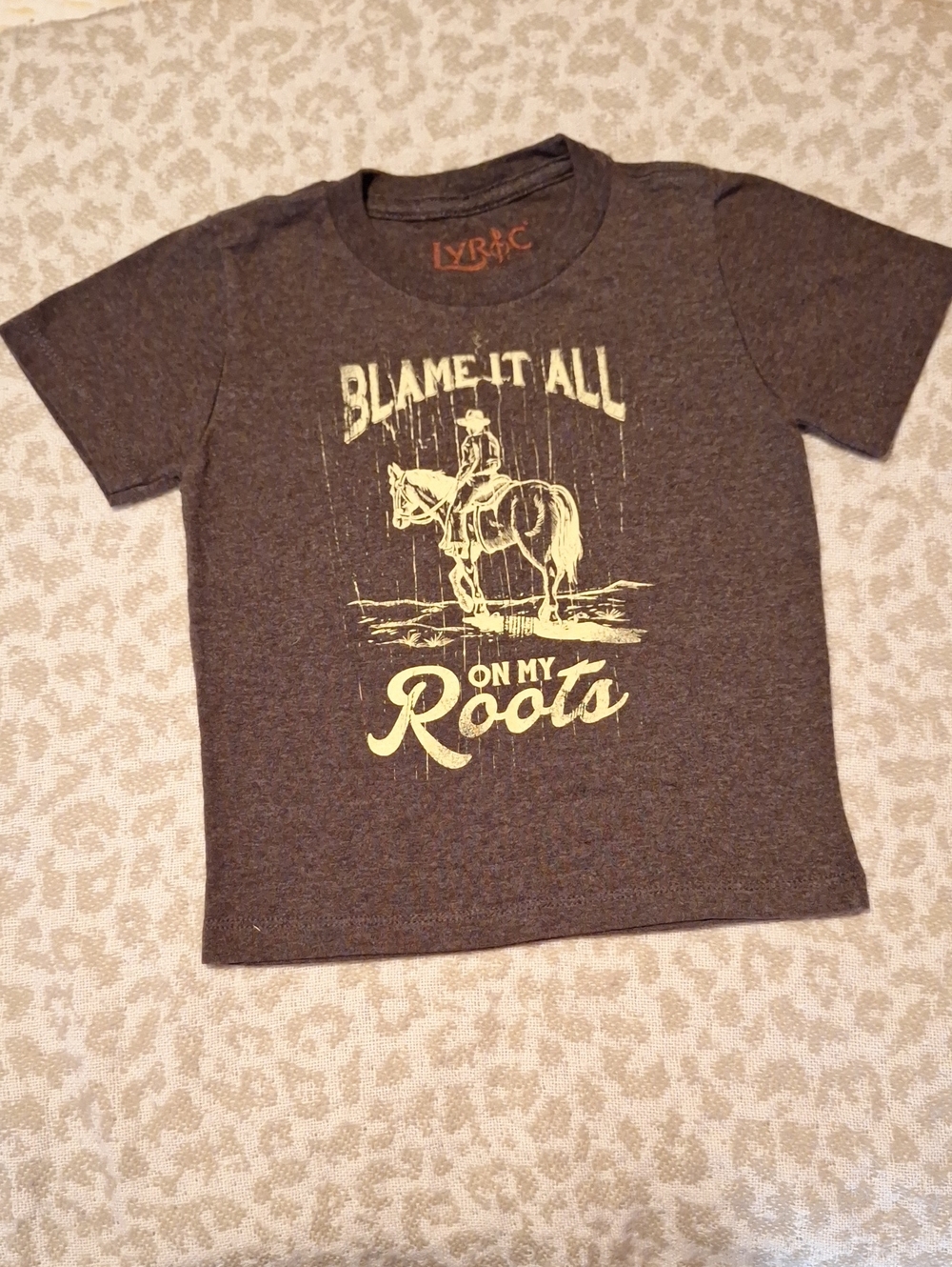 Kids' 'Blame It All On My Roots' Graphic Tee - Dark Gray with Yellow Print